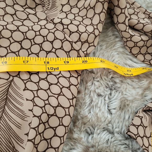 Jo Hanna York Vintage Peacock Feather Print Midi Dress Tan and Brown Size 10 - Picture 9 of 11